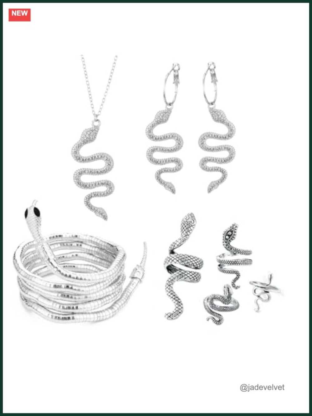 Snake Jewelry Set Gold Plated Punk Hypoallergenic Earrings Necklace Bracelet